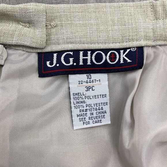 JG Hook Skirt Suit 10 40/25Wx23 Beige Side Elastic Woven Poly Classic Career VTG - Picture 13 of 16